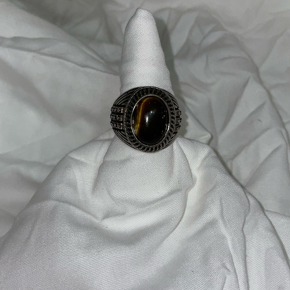 Tiger eye stainless steel ring
